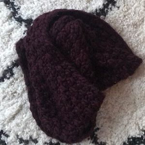 Purple knit infinity scarf